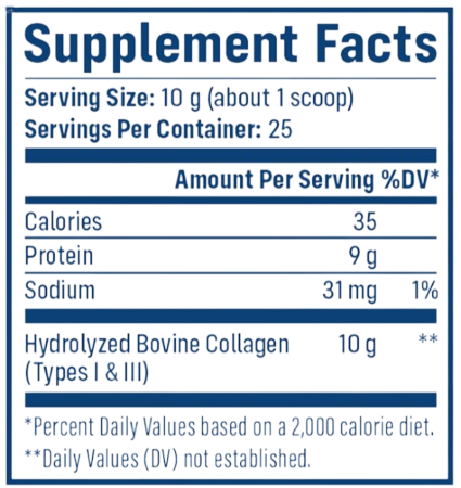 NativePath Collagen Peptides Supplement Facts